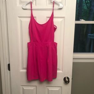 Hot pink backless romper